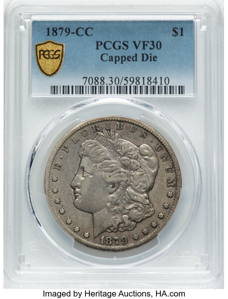 image for: 1879-CC Capped Die, VAM-3 $1  PCGS VF30