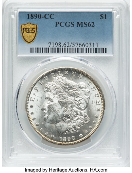 image for: 1890-CC $1  PCGS MS62