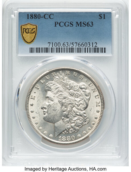 image for: 1880-CC $1  PCGS MS63