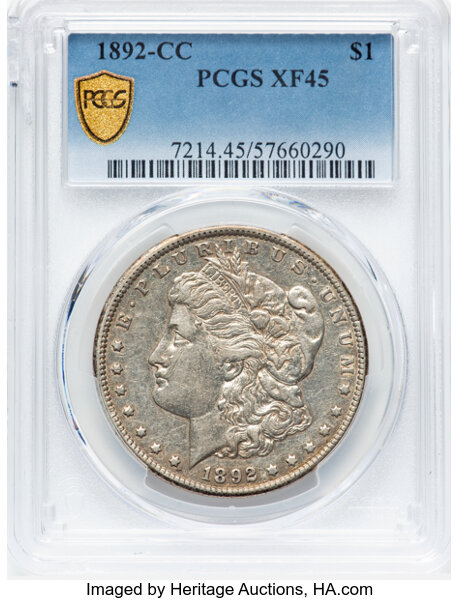 image for: 1892-CC $1  PCGS XF45
