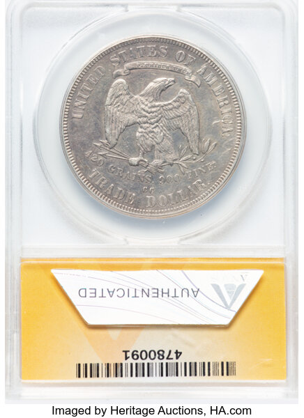 image for: 1876-CC T$1 Type Two Reverse -- Cleaned, Scratched -- ANACS Details. AU53. V12. Large CC. Mintage 509,000....