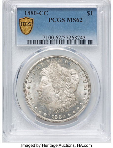 image for: 1880-CC $1  PCGS MS62