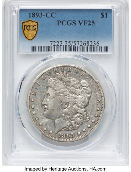 image for: 1893-CC $1  PCGS VF25