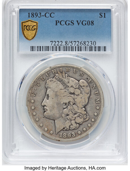 image for: 1893-CC $1  PCGS VG8