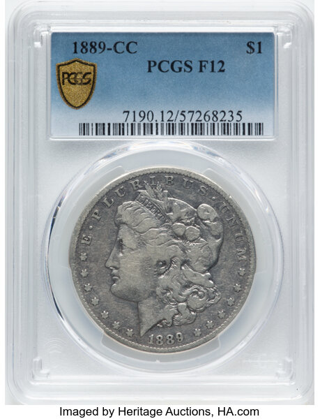 image for: 1889-CC $1  PCGS F12