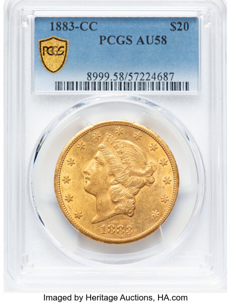 image for: 1883-CC $20  PCGS AU58