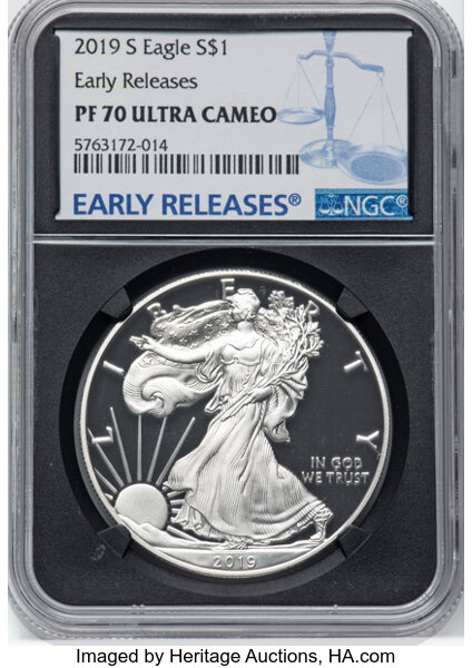 image for: 2019-S $1 Silver Eagle, Early Releases PR70 Ultra Cameo NGC....