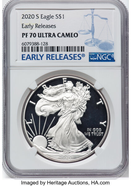 image for: 2020-S $1 Silver Eagle, Early Releases, PR70 Ultra Cameo NGC....