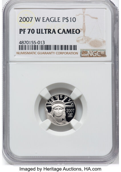 image for: 2007-W $10 Tenth-Ounce Platinum Eagle PR70 Ultra Cameo NGC.  ...
