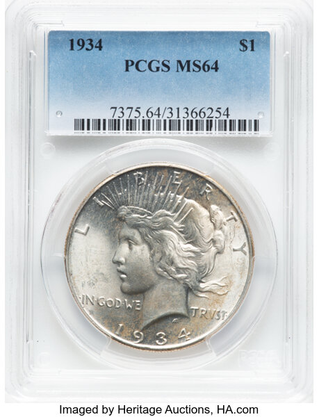 image for: 1934 $1  PCGS MS64