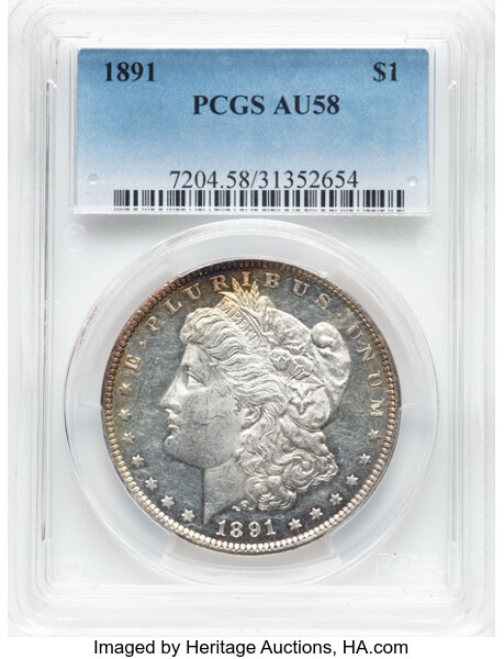 image for: 1891 $1  PCGS AU58