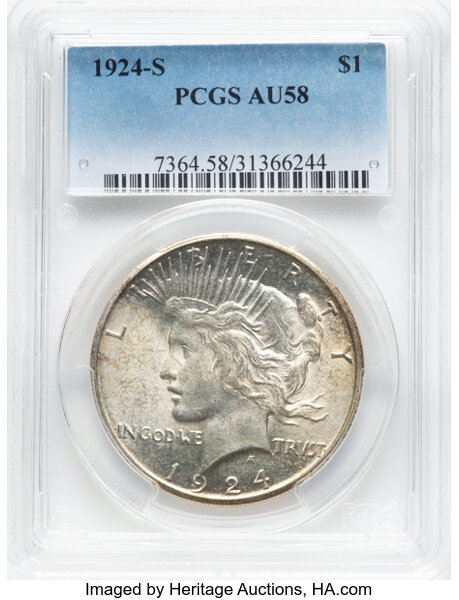 image for: 1924-S $1  PCGS AU58