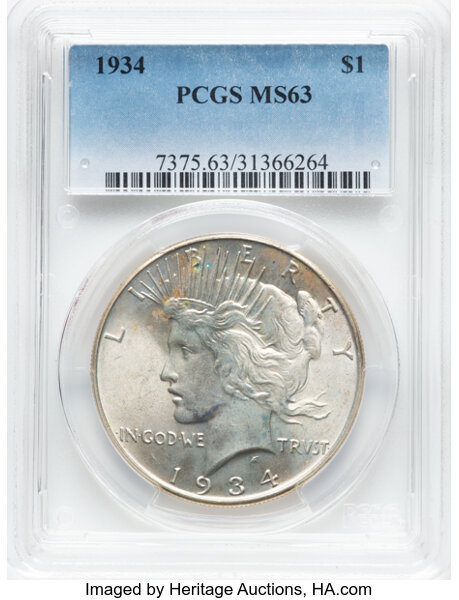 image for: 1934 $1  PCGS MS63