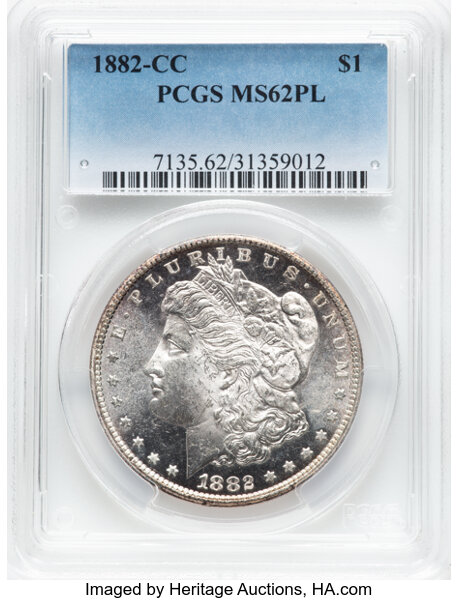 image for: 1882-CC $1  PCGS MS62 PL