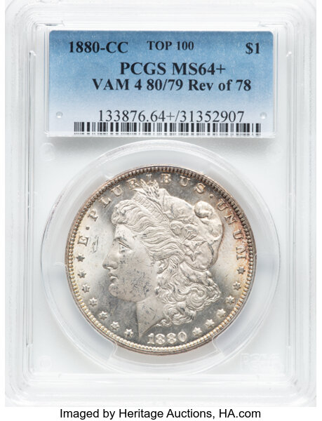 image for: 1880/79-CC Reverse of 1878, VAM-4 $1  PCGS MS64+