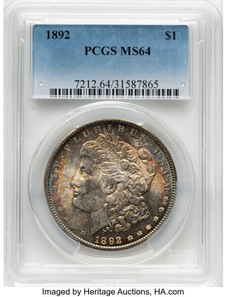 image for: 1892 $1  PCGS MS64