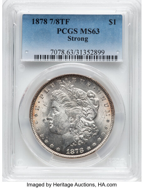 image for: 1878 7/8TF Strong, 7/4, VAM-37 $1  PCGS MS63