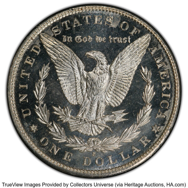 image for: 1888-S $1 MS64+ Deep Mirror Prooflike PCGS. The 1888-S has the second lowest production of Morgans in the series at 657,000...
