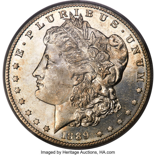 image for: 1889-S $1 MS64 Deep Mirror Prooflike PCGS. The 1889-S Morgan dollar claims a small mintage of just 700,000 pieces, but the ...
