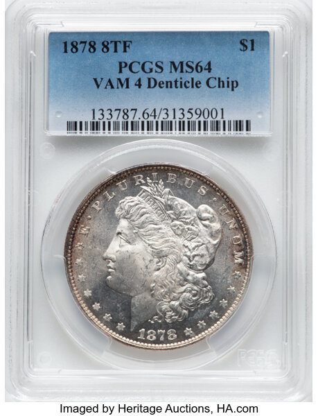 image for: 1878 8TF Denticle Chip, VAM-4  $1  PCGS MS64