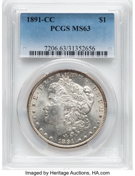 image for: 1891-CC $1  PCGS MS63