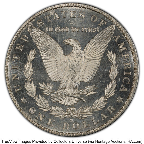 image for: 1887-S/S $1 VAM-2 MS64 Deep Mirror Prooflike PCGS. A Top 100 Variety. The S mintmark is repunched with the original showing...