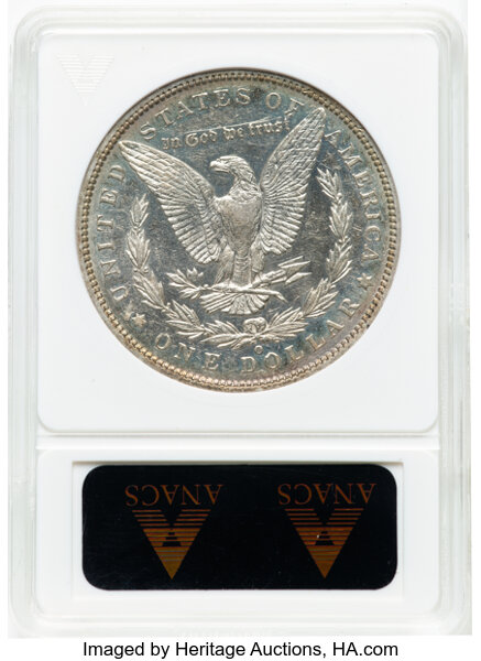 image for: 1886-O $1 AU53 Deep Mirror Prooflike ANACS. Housed in a small-sized holder....