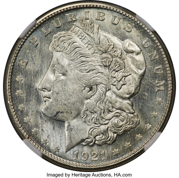 image for: 1921-S $1 MS64 Prooflike NGC. NGC lists only 19 Prooflike examples of the 1921-S Morgan dollar, along with a lone Deep Proo...