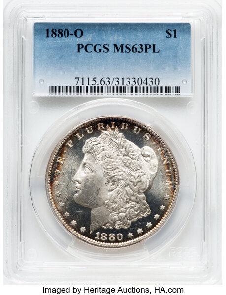 image for: 1880-O $1 8/7 MS63 Prooflike PCGS....