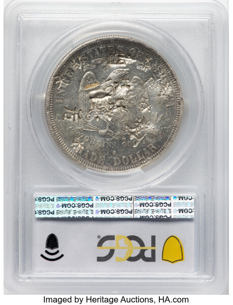 image for: 1877-S T$1 Chop Mark AU53 PCGS. PCGS Population: (25/204).  ...