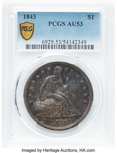 1843 Seated Dollar Mint State (MS) Pricing Guide | The Greysheet
