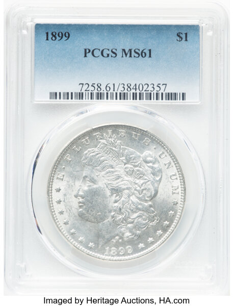 1899 $1 MS61 PCGS. Mintage 330,846. ...