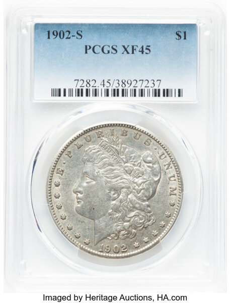 1902-S $1 XF45 PCGS. Mintage 1,530,000. ...