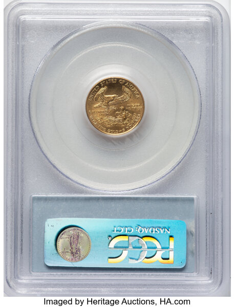 image for: 1996 $5 Tenth-Ounce Gold Eagle MS69 PCGS.  Mintage 401,964. ...
