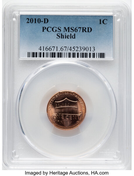image for: 2010-D 1C MS67 Red PCGS. PCGS Population: (43/1).  ...