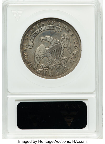 image for: 1834 50C Large Date, Small Letters, O-106, R.1, VF25 ANACS. Housed in a small-sized holder. Mintage 6,412,004....