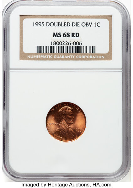 image for: 1995 1C Doubled Die Obverse, FS-101, MS68 Red NGC....