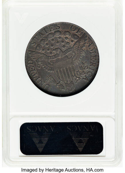 image for: 1806 50C Pointed 6, Stem, O-120, T-28, R.3, XF40 ANACS. Housed in a small-sized holder.  ...