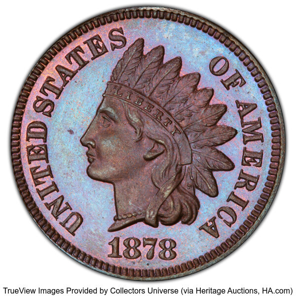 image for: 1878 1C PR65 Brown PCGS. PCGS Population: (27/6 and 0/1+).  Mintage 2,350....