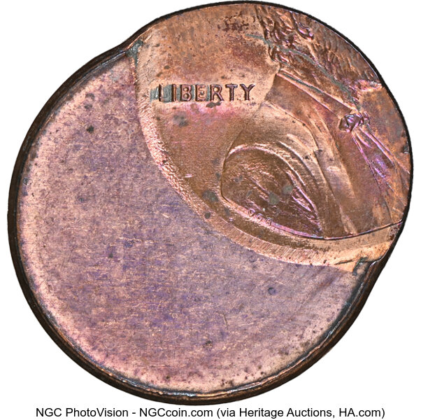 image for: Undated 1C Lincoln Memorial Cent -- Struck 55% Off Center -- MS63 Red and Brown NGC....