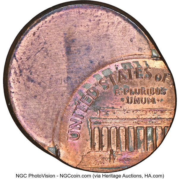 image for: Undated 1C Lincoln Memorial Cent -- Struck 55% Off Center -- MS63 Red and Brown NGC....