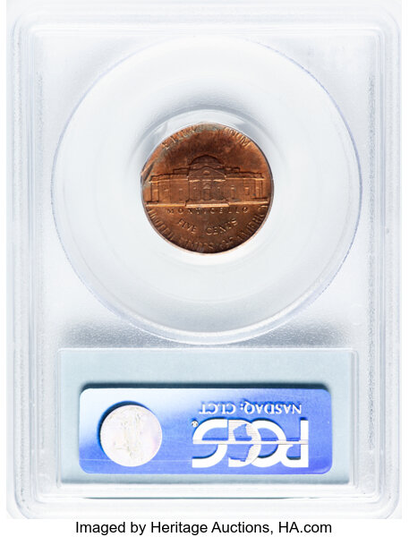 image for: 1981-D 5C Jefferson Nickel -- Struck on Cent Planchet -- MS63 Red and Brown PCGS....