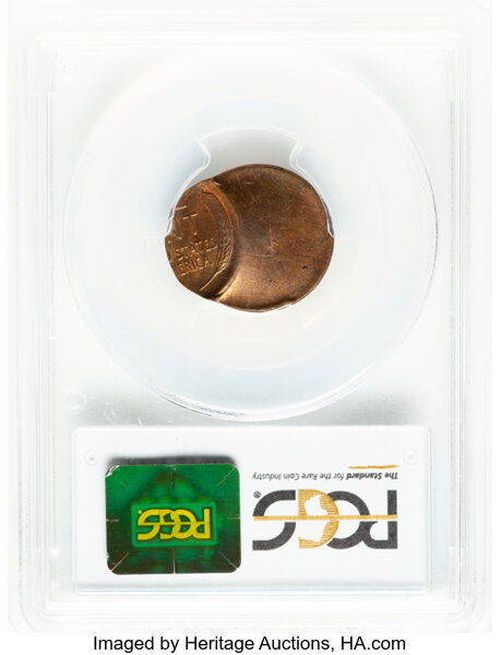 image for: 1951-D 1C Lincoln Cent -- Struck 65% Off-Center -- MS64 Red and Brown PCGS. PCGS Population: (52/65).  Mintage 625,355,000....