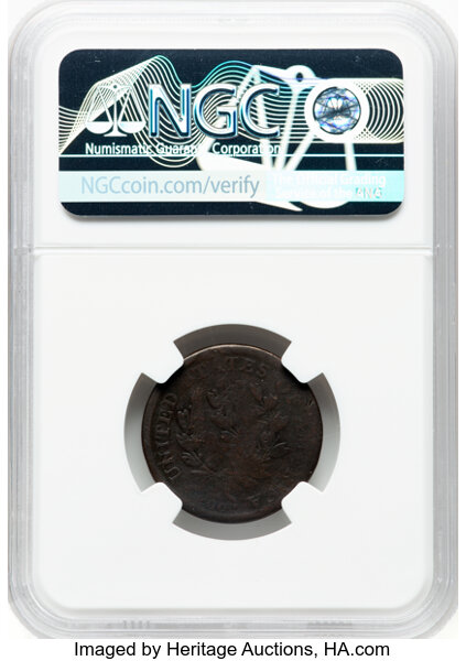 image for: 1808 1/2 C Half Cent, Normal Date, C-3, B-3, R.1 -- Double Struck, First Strike Off Center, Second Strike Centered -- Good 6 ...