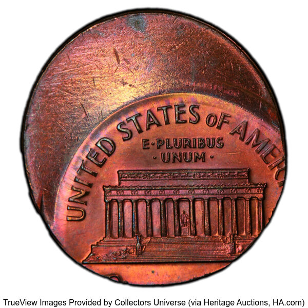 image for: 1973 1C Lincoln Cent -- Struck 45% Off-Center at K-1 -- MS66 Red and Brown PCGS. PCGS Population: (11/0 and 0/0+)....