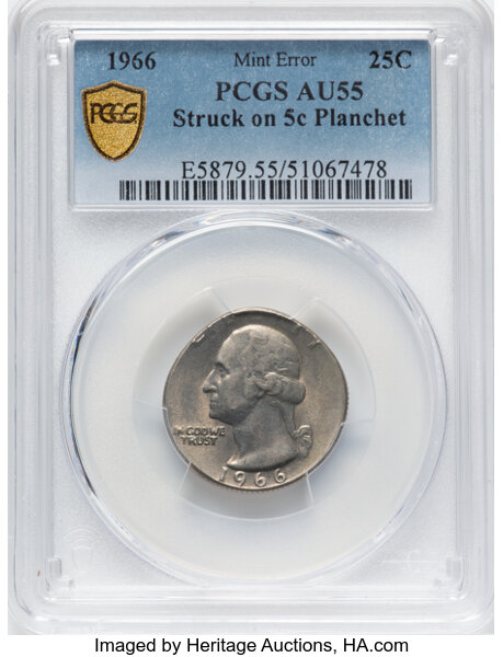 image for: 1966 25c PCGS AU55