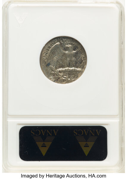 image for: Undated 25C Washington Quarter -- On 10c Planchet -- AU58 ANACS....