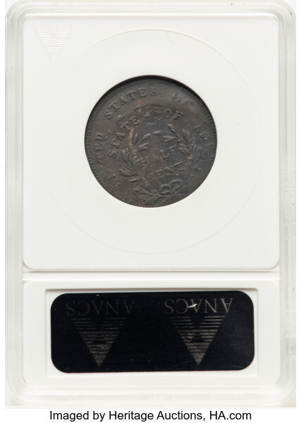 image for: 1797 1/2 C Half Cent, Plain Edge, 1 Above 1, C-1, B-1, R.2 -- Double Struck, Scratched --  ANACS Details. XF, Net VF2...