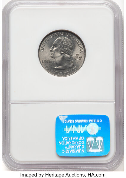 image for: 2001-D 25C Vermont Statehood Quarter -- Clad Layer Missing on Reverse -- MS65 NGC....