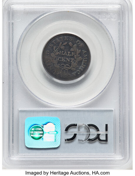 image for: 1804 1/2 C Half Cent Plain 4, No Stems, C-13, B-10, R.1 -- Double Struck Obverse -- Fine 15 PCGS....